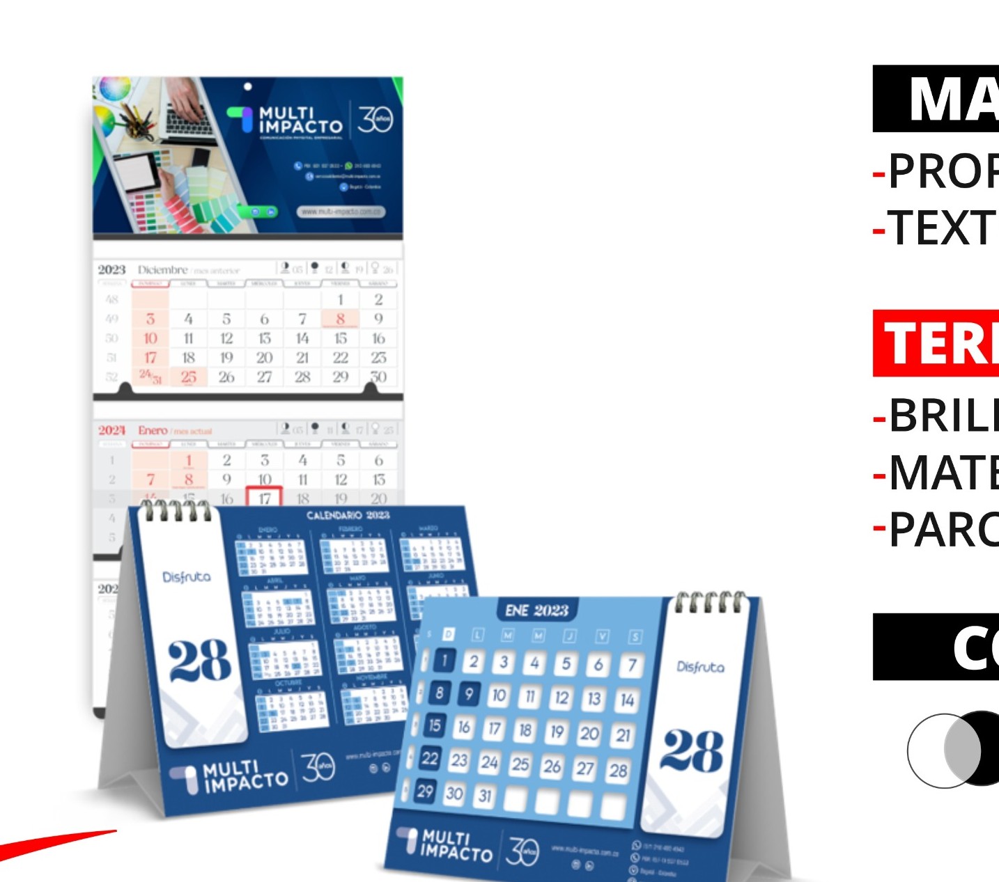 Calendarios y material corporativo
